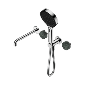 Nero Showers SERENITY PROGRESSIVE SHOWER SYSTEM WITH SPOUT WITH VERDE ALPI HANDLE AND SERENITY HAND SHOWER CHROME (24E014CH)