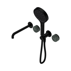 Nero Showers SERENITY PROGRESSIVE SHOWER SYSTEM WITH SPOUT WITH VERDE ALPI HANDLE AND SERENITY HAND SHOWER MATTE BLACK (24E014MB)