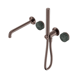 Nero Showers SERENITY PROGRESSIVE SHOWER SYSTEM WITH SPOUT WITH VERDE ALPI HANDLE AND SLIM SHOWER BRUSHED BRONZE (24E008BZ)