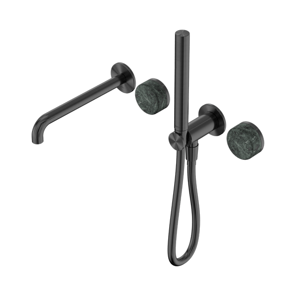 Nero Showers SERENITY PROGRESSIVE SHOWER SYSTEM WITH SPOUT WITH VERDE ALPI HANDLE AND SLIM SHOWER GUN METAL (24E008GM)