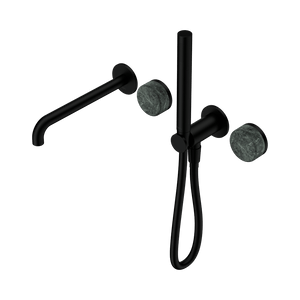 Nero Showers SERENITY PROGRESSIVE SHOWER SYSTEM WITH SPOUT WITH VERDE ALPI HANDLE AND SLIM SHOWER MATTE BLACK (24E008MB)