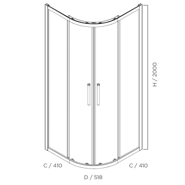 Oceano Showers Louve Curved Slider Shower Screen 1000mm