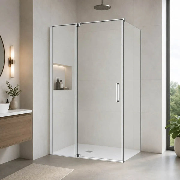 Oceano Showers Profile Pivot Shower Screen Door And Return 8mm Glass