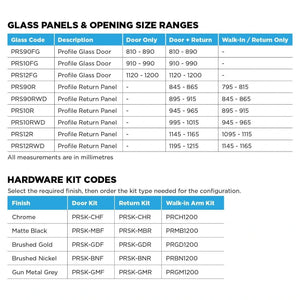 Oceano Showers Profile Pivot Shower Screen Door And Return 8mm Glass
