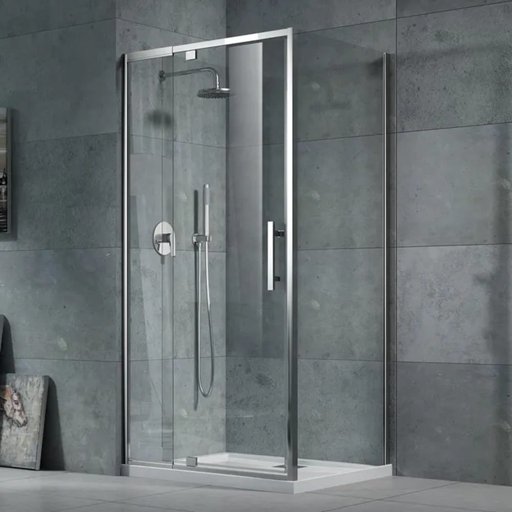 Oceano Showers Louve Square Pivot Shower Screen Front & Return - Chrome