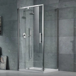 Oceano Showers Louve Square Pivot Shower Screen Front & Return - Chrome