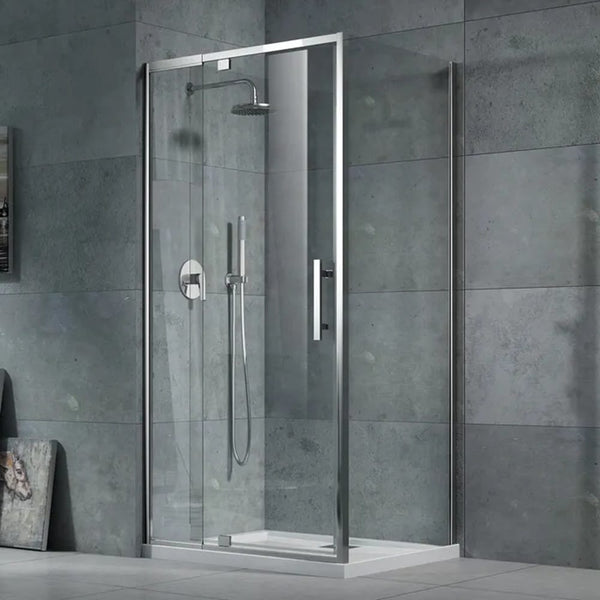 Oceano Showers Louve Square Pivot Shower Screen Front & Return - Chrome