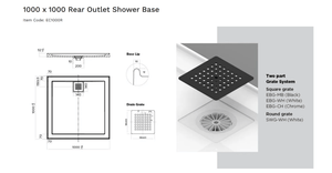 Oceano Showers Stonelite™ ECO EC1000R 1000x1000MM Rear Outlet