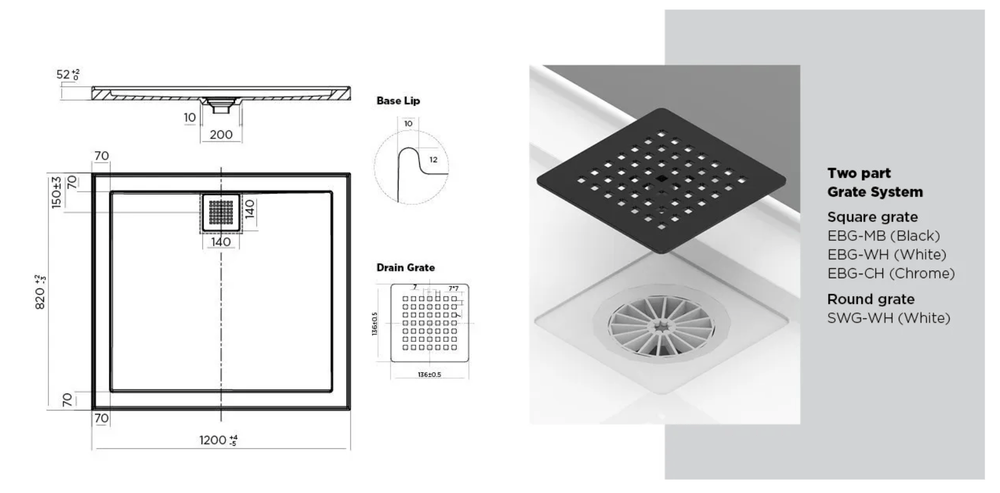 Stonelite™ ECO EC1282R 1200x820MM Rear Outlet