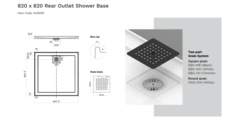 Stonelite™ ECO EC820R 820x820MM Rear Outlet