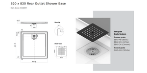 Oceano Showers Stonelite™ ECO EC820R 820x820MM Rear Outlet