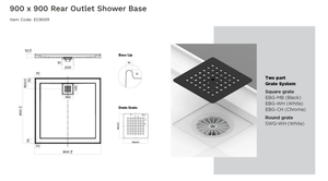 Oceano Showers Stonelite™ ECO EC900R 900x900MM Rear Outlet