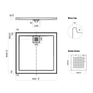 Oceano Showers Stonelite™ ECO EC9010R 900x1000MM Rear Outlet