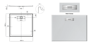 Oceano Showers Stonelite™ Elite EL820R 820x820MM Rear Outlet