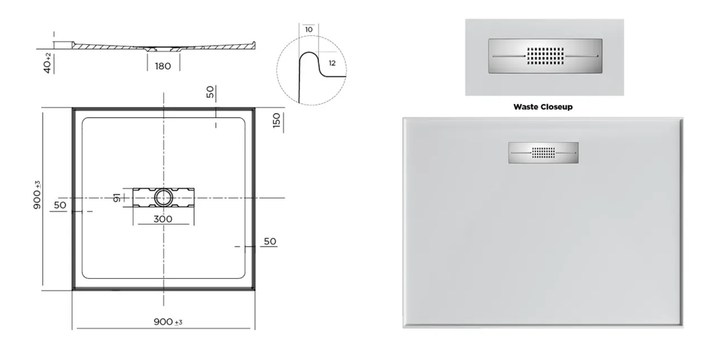 Stonelite™ Elite EL900C 900x900MM Center Outlet