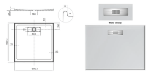 Oceano Showers Stonelite™ Elite EL900R 900x900MM Rear Outlet