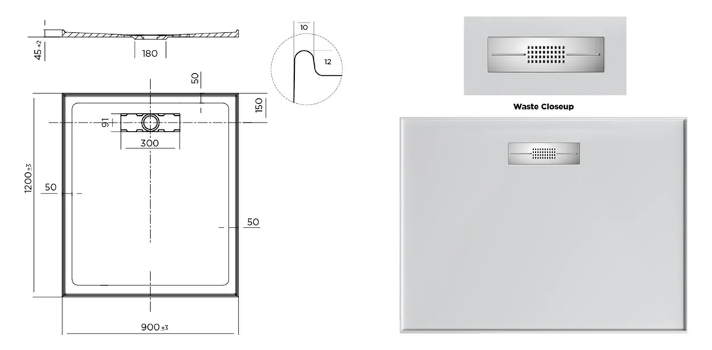 Stonelite™ Elite EL9012R 900x1200MM Rear Outlet