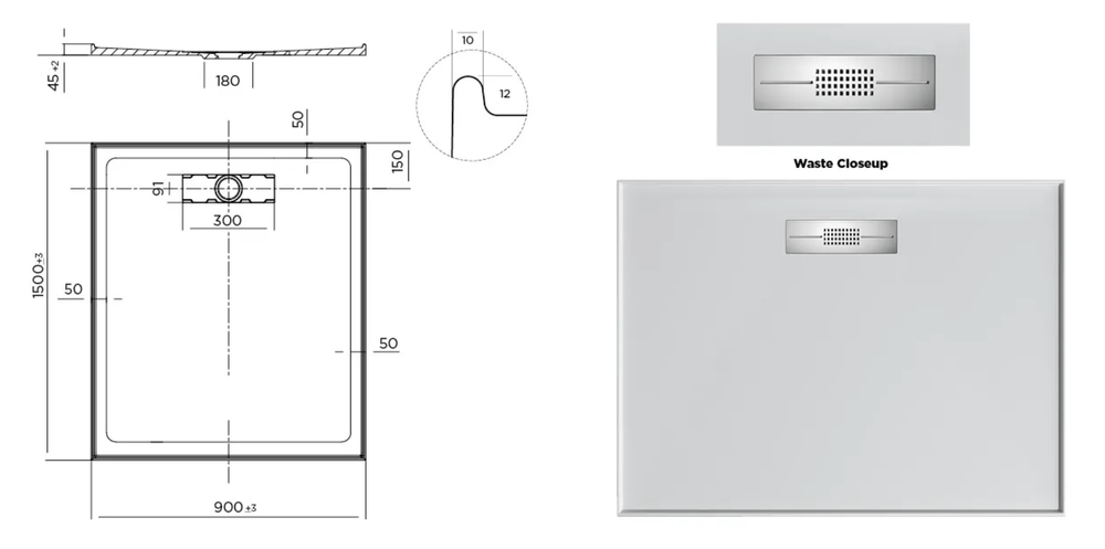 Stonelite™ Elite EL9015R 900x1500MM Rear Outlet