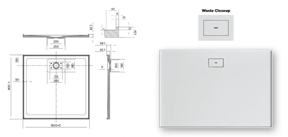Stonelite™ Metro MT1500R 1500x900MM Rear Outlet