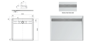 Oceano Showers Stonelite™ Urban MKII 2UR1000R 1000x1000MM Rear Outlet