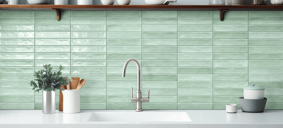 Otway Light Green Gloss Subway Tile 60X240mm