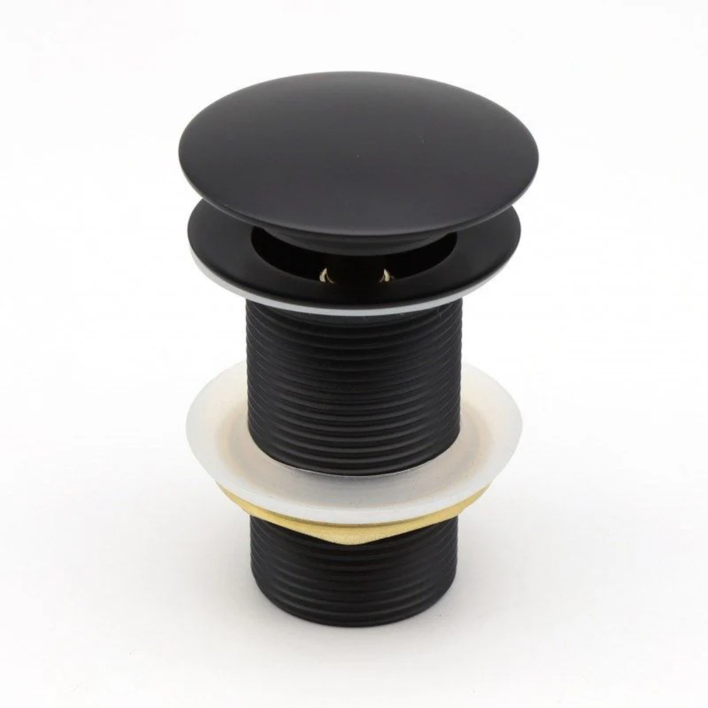 OX003.PUW 32/40MM BLACK MUSHROOM SOLID BRASS BASIN POP UP WASTE NO OVERFLOW