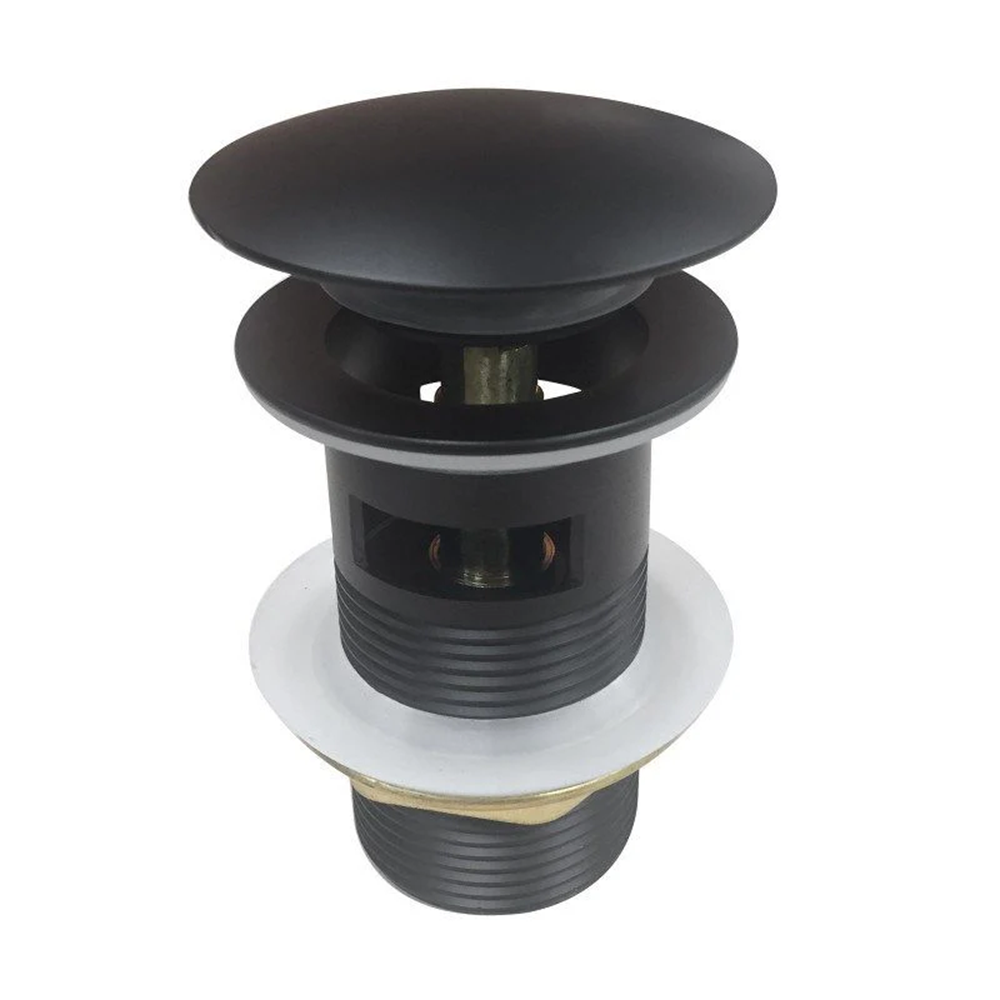 OX004.PUW 32/40MM BLACK MUSHROOM SOLID BRASS BASIN POP UP WASTE WITH OVERFLOW