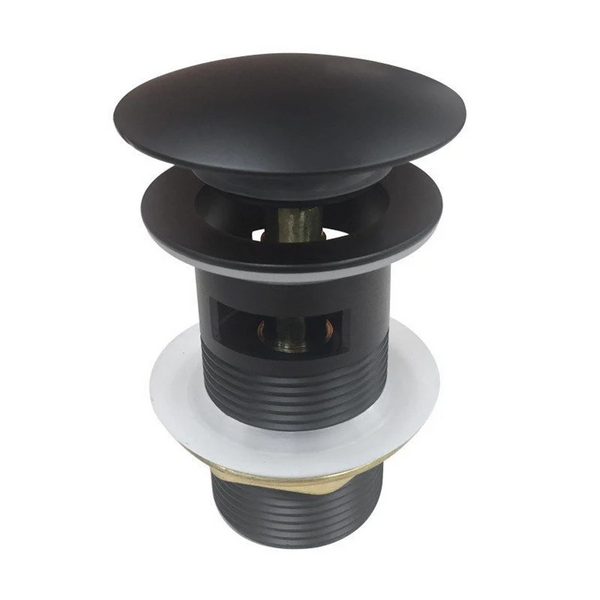 OX004.PUW 32/40MM BLACK MUSHROOM SOLID BRASS BASIN POP UP WASTE WITH OVERFLOW