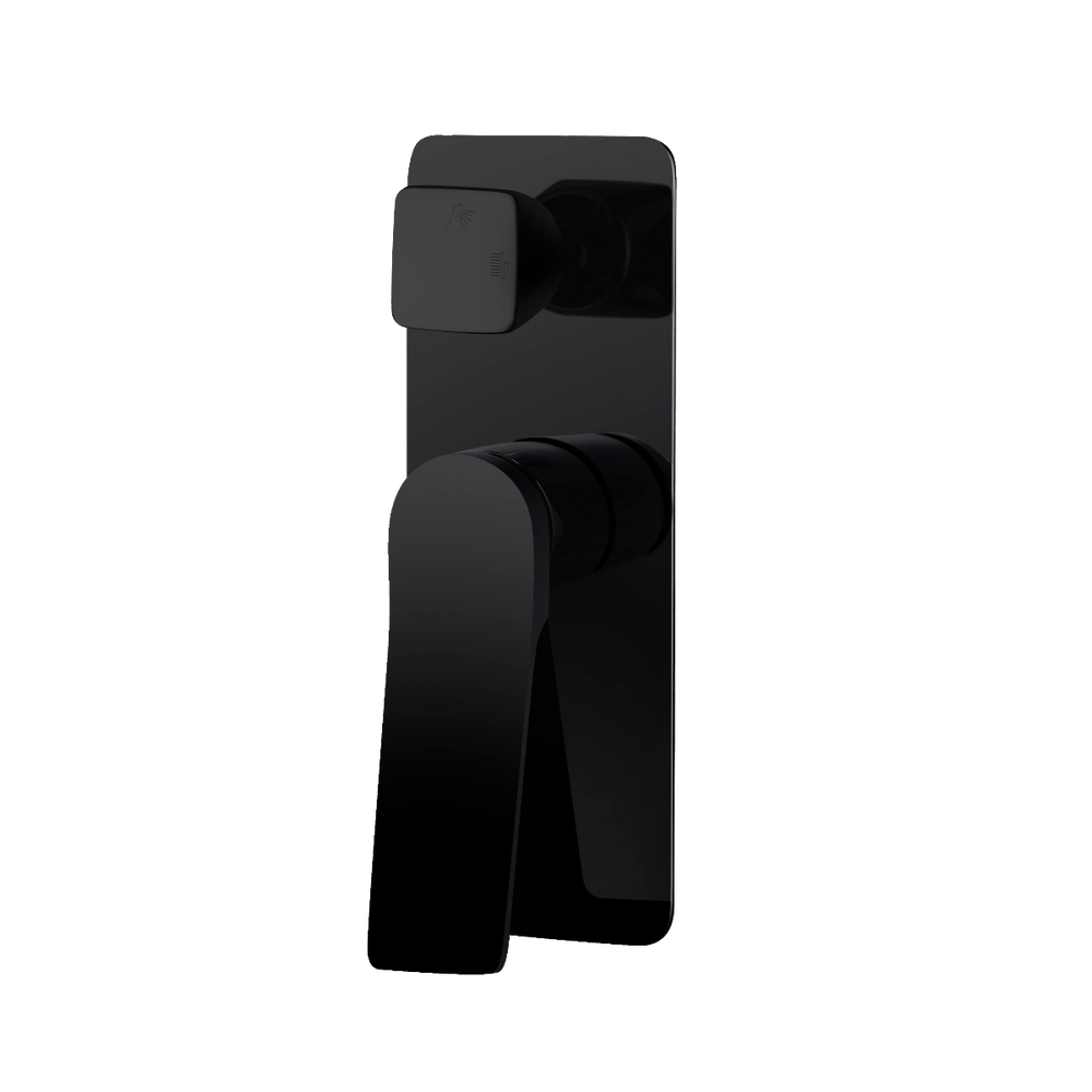 RUSHY Series Square Black Wall Mixer With Diverter OX0155.ST