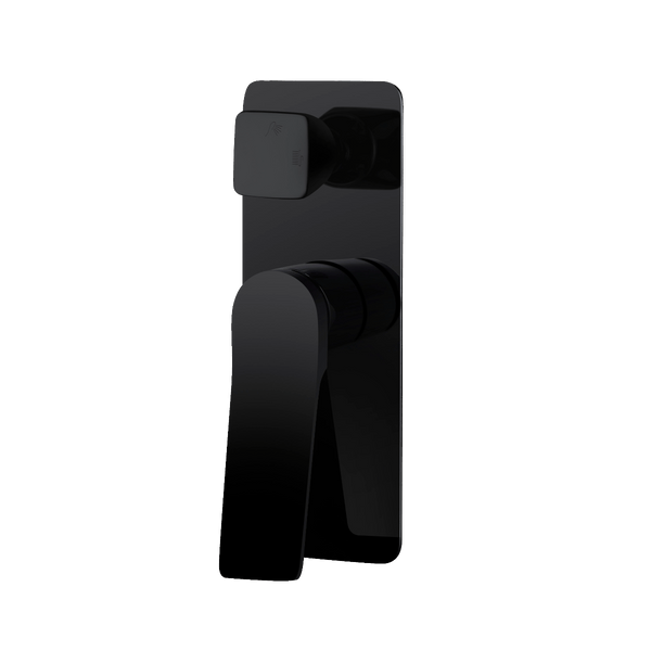 TSI Mixer Taps RUSHY Series Square Black Wall Mixer With Diverter OX0155.ST