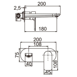 TSI Mixer Taps CH0158-2.BM VOG CHROME BATHTUB/BASIN WALL MIXER WITH SPOUT