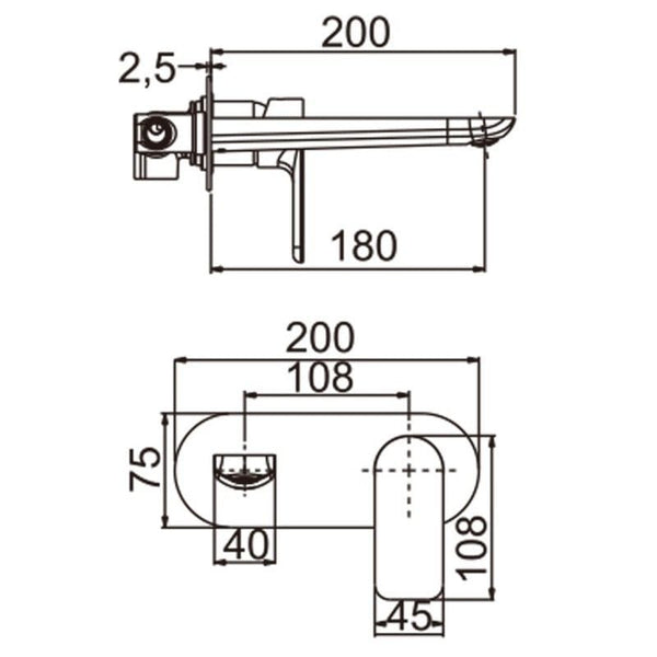 TSI Mixer Taps CH0158-2.BM VOG CHROME BATHTUB/BASIN WALL MIXER WITH SPOUT