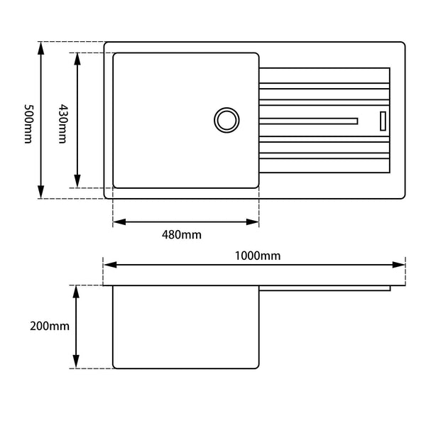 TSI Sinks OX1050.KS 1000*500*200MM BLACK GRANITE STONE KITCHEN SINK