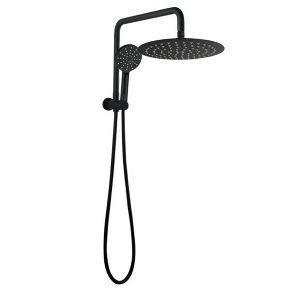 OX2138.SH.N+OX0007.SH+OX-R11.HHS 10" ROUND BLACK SHOWER STATION TOP WATER INLET