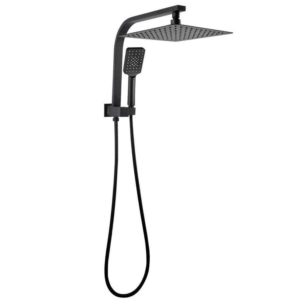 OX2140.SH.N+OX0002.SH+OX-S8.HHS 10" SQUARE MATTE BLACK SHOWER STATION TOP WATER INLET