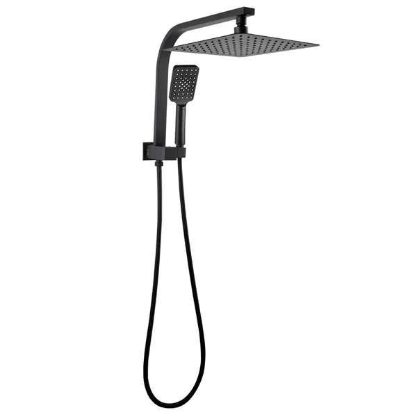 OX2140.SH.N+OX0002.SH+OX-S8.HHS 10" SQUARE MATTE BLACK SHOWER STATION TOP WATER INLET