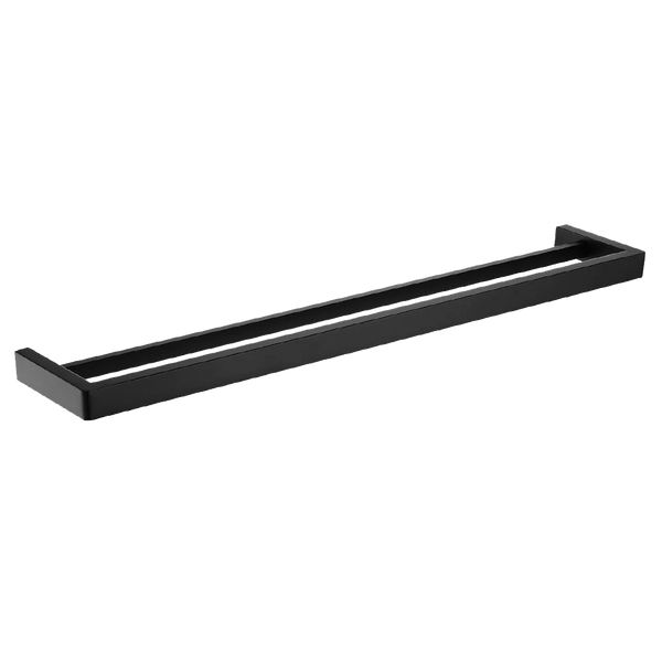 OX7002.8.TR IVANO SERIES SQUARE BLACK DOUBLE TOWEL RAIL 800MM