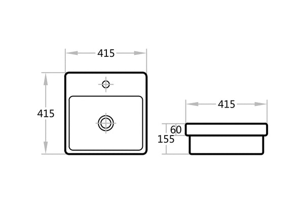 PI4141-TH Insert Basin 415*415*155mm