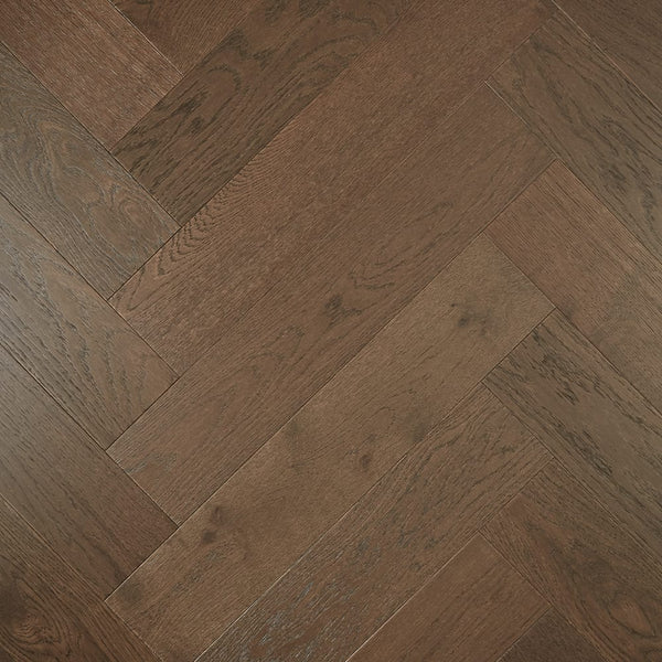 Preference Floors Timber Flooring De Marque European Oak Engineered Herringbone 600x120x21/6mm - Dark Brown