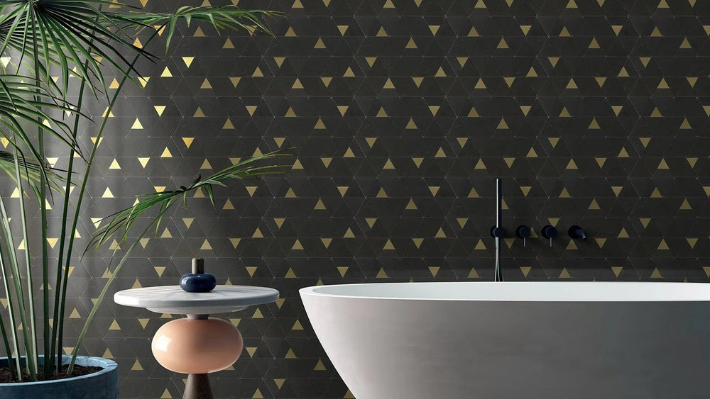 Deco Pyramid Nero Marquina Mosaic Tile  327x292mm