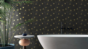 SWC Tile Deco Pyramid Nero Marquina Mosaic Tile  327x292mm
