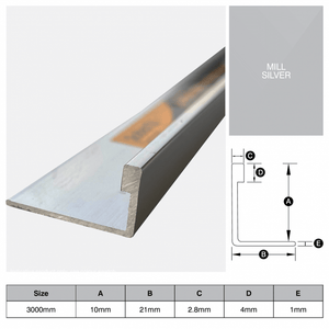 RobertsDesigns L Shape Trim Aluminium 3m - Mill Finish