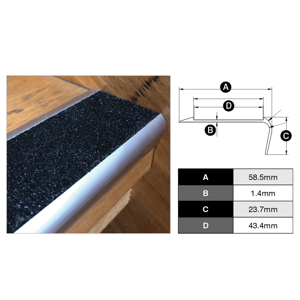 RobertsDesigns Stair Trim – Solid Carborundum Insert 3m