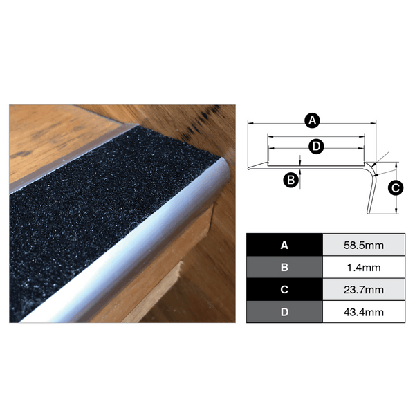 RobertsDesigns Stair Trim – Solid Carborundum Insert 3m