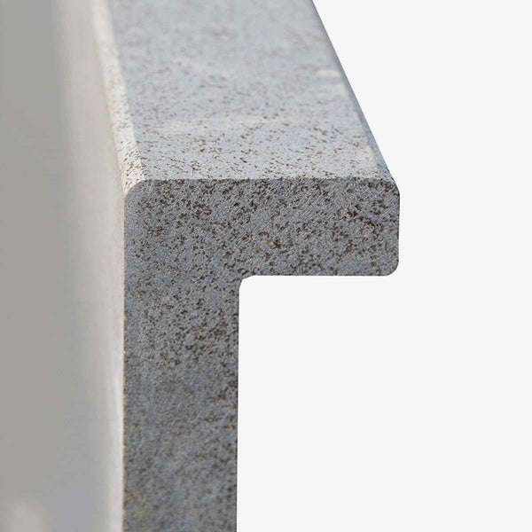 Roman Tile Basalt Bluestone Sawn 400 grit Coping Tile - Drop Edge 400x600x50/20mm