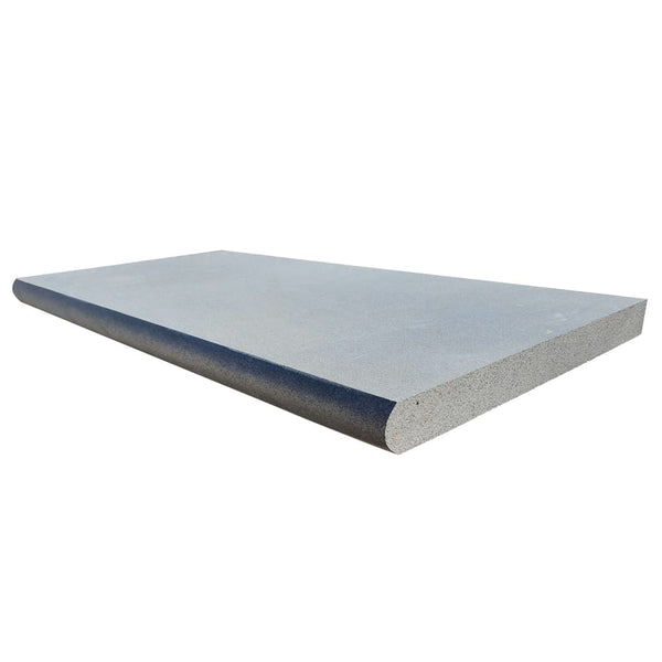 Roman Tile Basalt Bluestone Sawn 400 grit Coping Tile - Round Bullnose 400x600x30mm