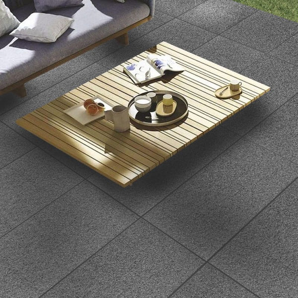 Roman Tile Granite Maha Black Flamed and Washed Tile 300x600x20mm