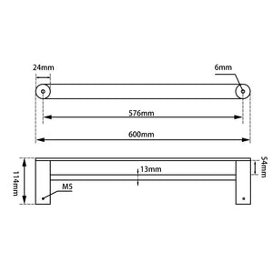 BU6502.TR RUSHY BRUSHED NICKEL DOUBLE TOWEL RAIL 600MM