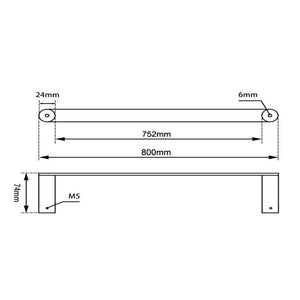 BUYG6501.8.TR RUSHY BRUSHED BRASS SINGLE TOWEL RAIL 800MM