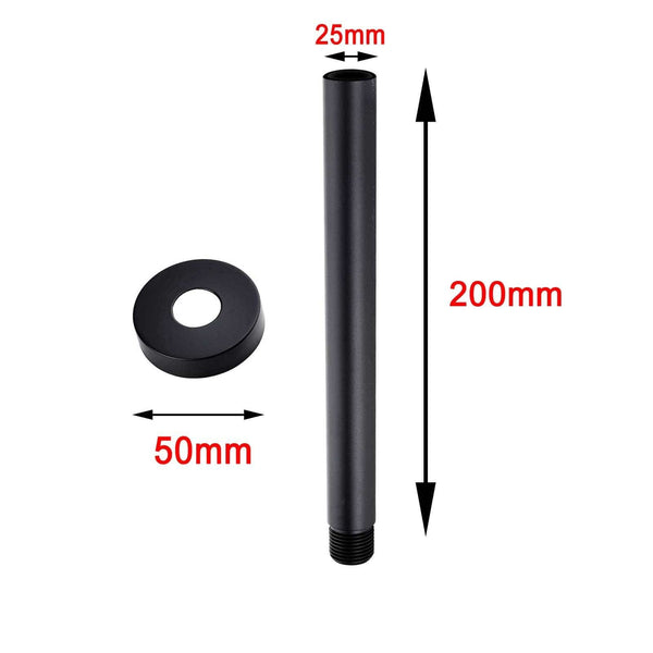 TSI Showers OX0105.SA ROUND BLACK CEILING SHOWER ARM 200MM